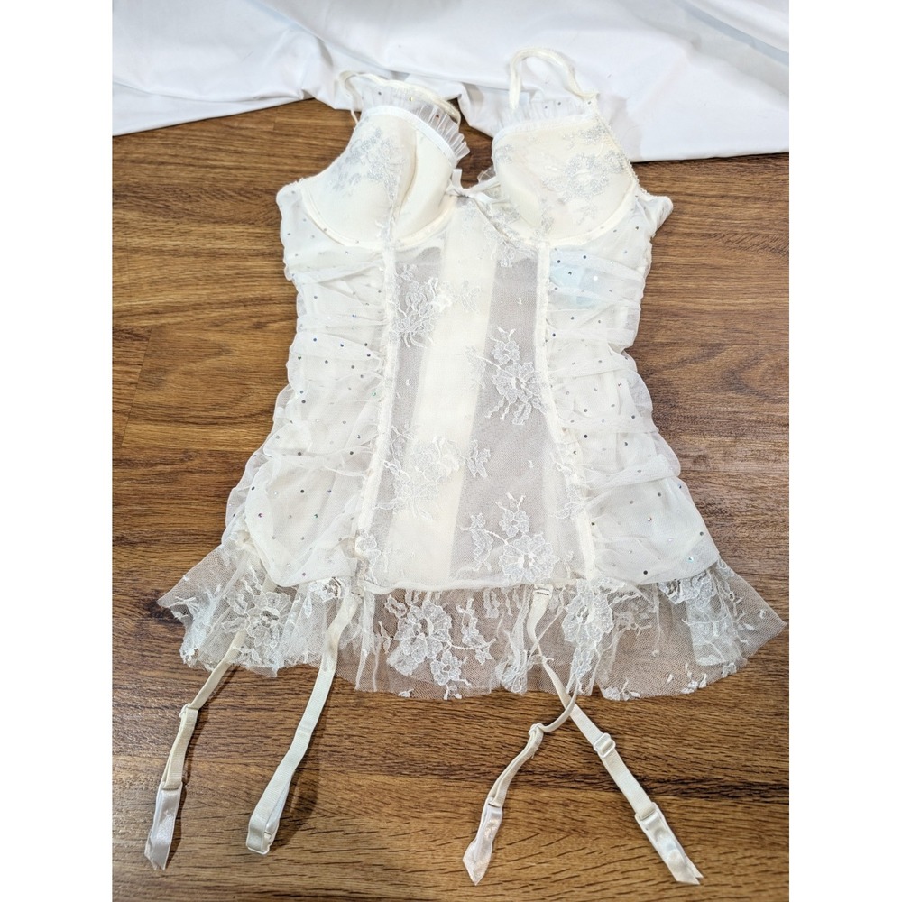victorias secret sexy little things lace glitter White Bridal Size 34B